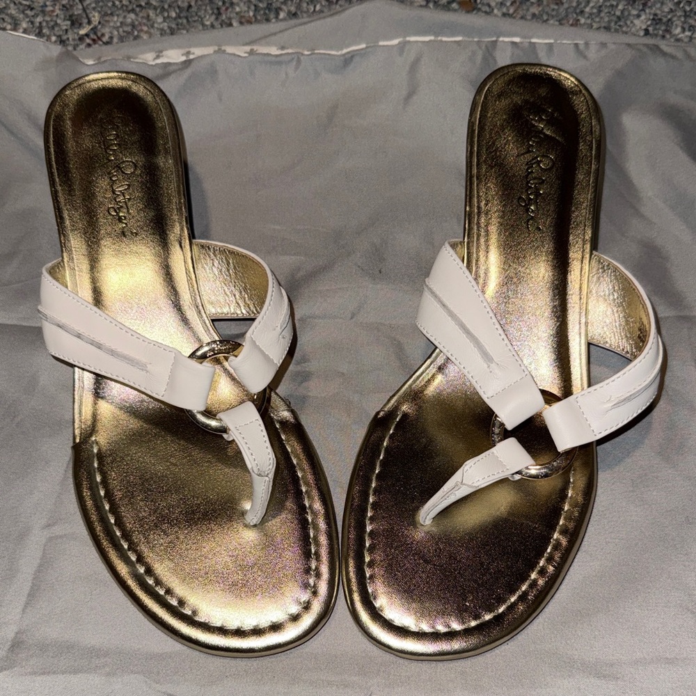 Lily Pulitzer Mckim wedge White and Gold Women's Sandals
